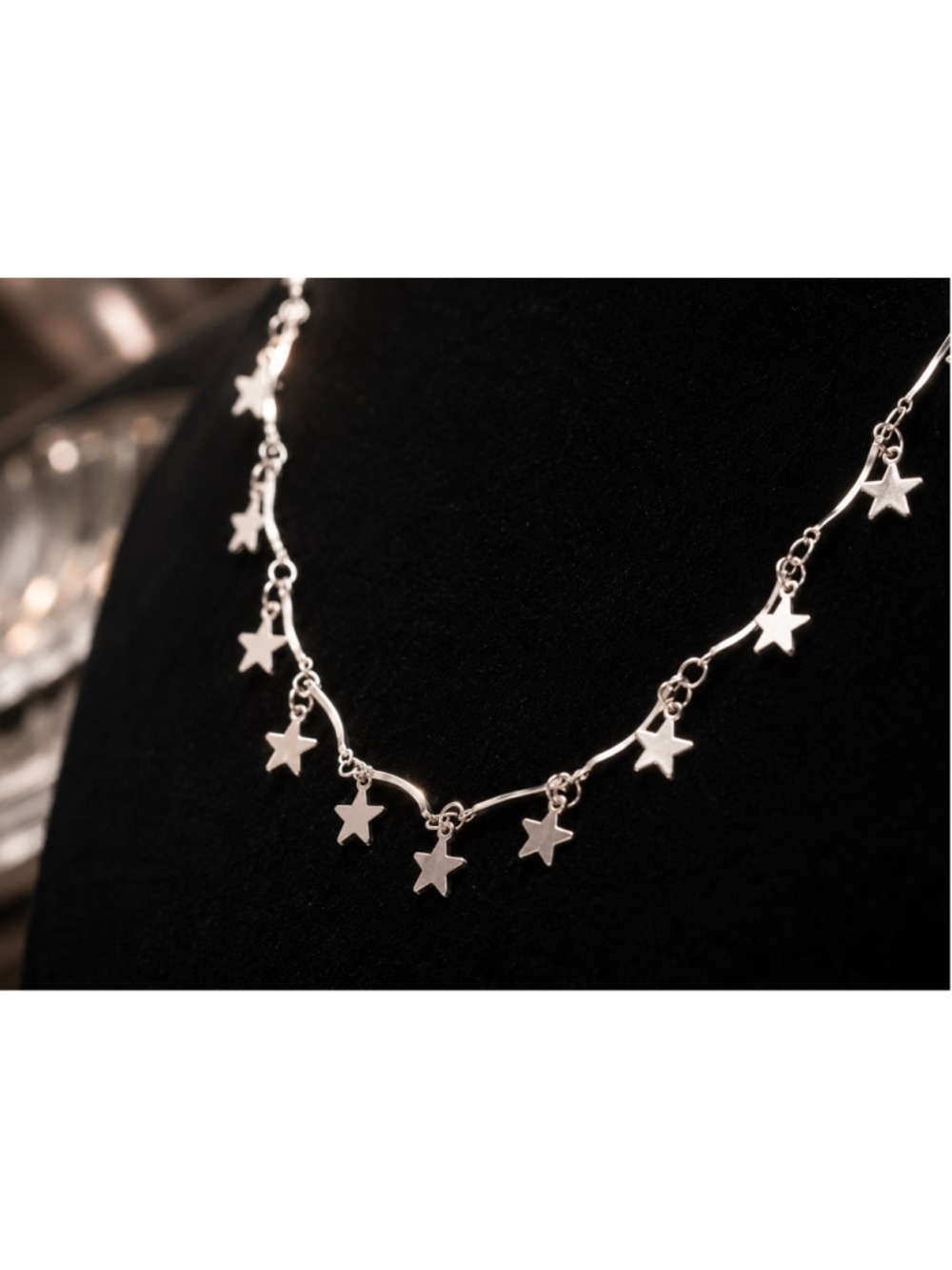 Silver Tone Star Charm Y-Drop‎ Necklace Dainty Celestial Chain Adjustable